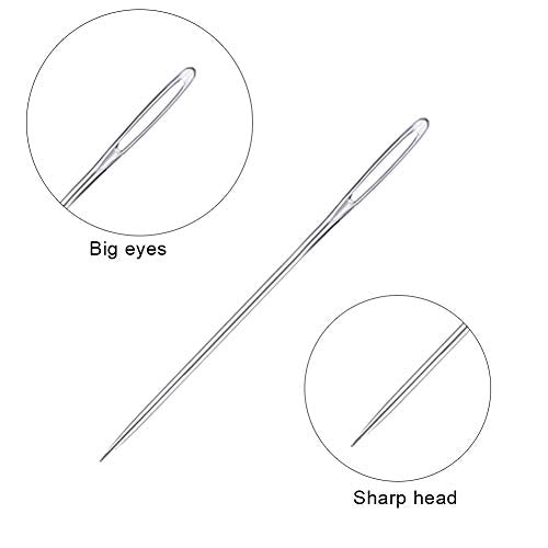 23 PCS Large Eye Sewing Needles, 2.36in Sewing Sharp Needles, Leather Needle Embroidery Thread Needle, Stainless Steel Yarn Knitting Needles with a 3.3in Plastic Bottle