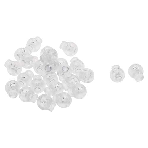 uxcell 25pcs Plastic Cord Lock Stopper End Spring Stop Toggle Fastener Stopper Rope End for Drawstring Clothing, Shoelace, Bag, Camping Clear