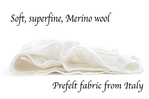 Pure Merino Wool, Extra Fine Pre Felt Fabric for Craft, Needle Felting, Wet Felting, 19 Micron, Natural Ecru Color, 36 x 59 inches