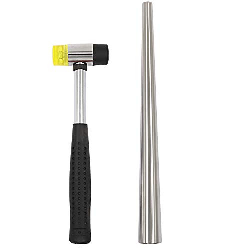TANJIN Jewelry Rubber Hammer With Stainless Steel Ring Mandrel Sizer Set Double Face Hammer Jewelers Making Tool