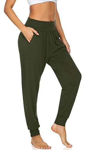 UEU Women's Plus Size High Waisted Yoga Joggers Pants 2XL Loose Fitting Workout Sweatpants Comfy Lounge Sweat Pants with Pockets(ArmyGreen,XXL)