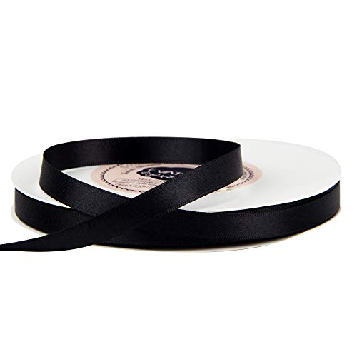 VATIN Solid Color Double Faced Black Satin Ribbon 3/8" Wide 50-Yards Long Perfect for Wedding Decor, Crafts, Bow Making, Sewing, Gift Package Wrapping and Other Projects