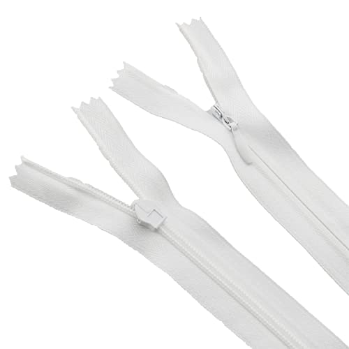 ZCZQC Invisible Nylon Coil Zipper 10PCS 3# 16 Inch Nylon Invisible Sewing Zipper Bulks Hidden Zipper White