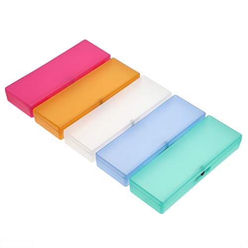 BTSKY 5 Pack Colorful Plastic Pencil Box Sketch Pencil Case Plastic Stationery Case with Snap Closure for Pencils, Pens, Drill Bits, Office Supplies