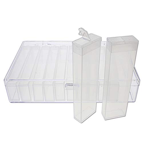 The Beadsmith Personality Case - Clear Storage Organizing System 6.25 x 4 x 1.4 inches - Includes 12 flip top Boxes 1 x 3.75 inches Each, for organizing and Storage