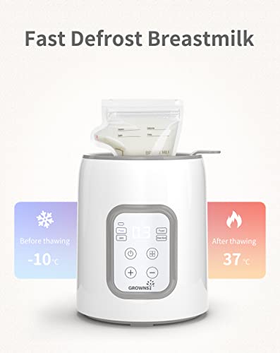 Bottle Warmer, GROWNSY 6-in-1 Fast Baby Food Heater&Defrost BPA-Free Warmer with Timer LCD Display Accurate Temperature Control for Breastmilk or Formula