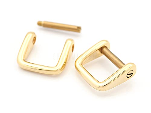 CRAFTMEMORE Rectangle Screw Rings Buckle Strap Connector Rectangular Shackle Screw Purse Bag Loop 4pcs (5/8 Inch, Gold)