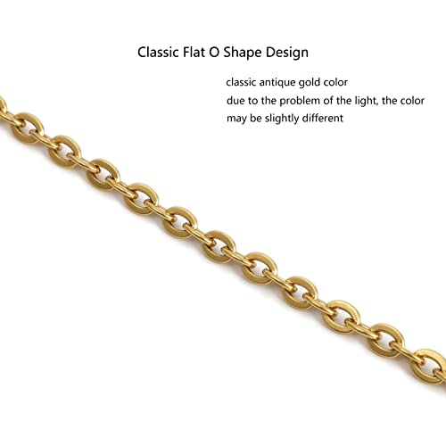 Xiazw Mini Copper Purse Chains Shoulder Crossbody Strap Bag Accessories Charm Decoration (Antique Gold,18'')