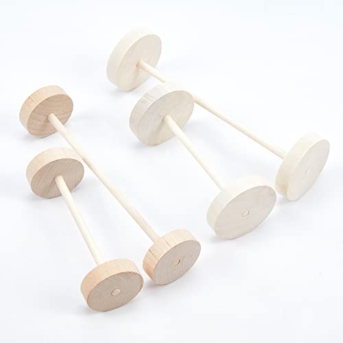 OLYCRAFT 40pcs Wood Wheels Unfinshed Wooden Wheel with Wooden Sticks Wooden Craft Wheels Tires with 0.2 inch Holes for DIY Model Cars Wooden Crafting Projects - 1.8 Inch & 1.4 Inch