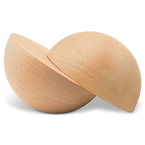 Wooden Split Balls 2-1/2 inch, Pack of 6 Wood Half Balls for Crafting and DIY Wreaths, by Woodpeckers