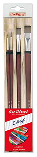 da Vinci Oil & Acrylic Series College Synthetic Paint Brush Set with Bamboo Brush Mat, Multiple Sizes, 4 Brushes (Series 8730 and 8740)