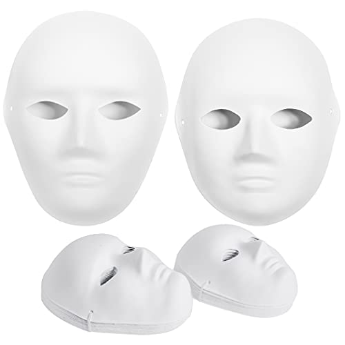CALPALMY 14 Pack 2 Sizes Paper Mache Masks - Create Artistic Craft Projects from Wall Decorations to Theater and Halloween Costumes; Party, Masquerade Parties and Classroom Art White