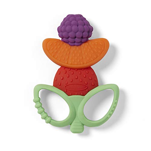 Infantino Lil' Nibbles Textured Silicone Teether -Sensory Exploration and Teething Relief with Easy to Hold Handles, Multicolor Fruit Kabob