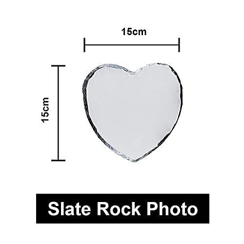 MR.R Heart Rock Slate Photo Plaque Picture Frame, Customized Photo Frame Novelty for Wedding,Birthday,Baby Birth,5.95.9 inch