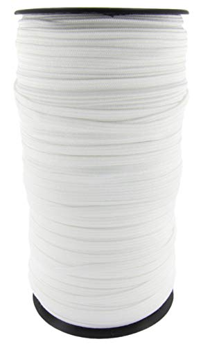 HELIDA Elastic Band for Sewing, Braided Stretch High Elastic Cord for Costume Mask Making Supplies (White, 1/6" × 200 Yards)