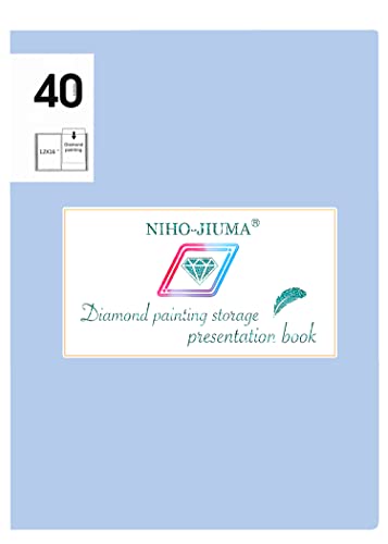 NIHO-JIUMA A3 Diamond Painting Storage Book 40 Pages Diamond Art Portfolio Painting Storage Book,Suitable for 30X40cm/12x16 Inches Diamond Painting(Blue)