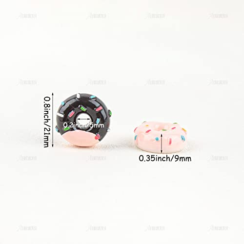 AUEAR, 30 Pack Resin Donut Charms Beads Donuts Flat Back Charm