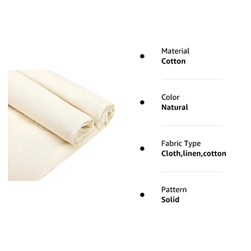 10 Yards Cotton Muslin Fabric Textile Unbleached Natural Cotton Fabric Bleached or Unbleached Muslin Cloth 63 Inches Wide Muslin Roll Fabric Backing Material Quilting Sewing Draping Fabric (Natural)