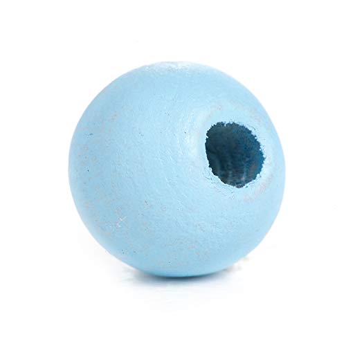 600 Sky Blue Wood Beads Bulk 10mm x 9mm Round Wood Bead with 3mm Large Hole