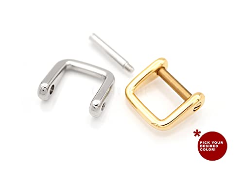 CRAFTMEMORE Rectangle Screw Rings Buckle Strap Connector Rectangular Shackle Screw Purse Bag Loop 4pcs (5/8 Inch, Gold)