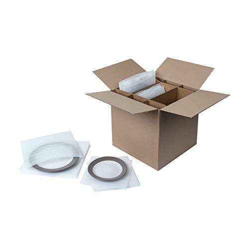 Duck Brand Dish & Glass Kits Corrugated Dividers & Foam Pouches [Outer Box Not Included]: glass kit (Brown and White)