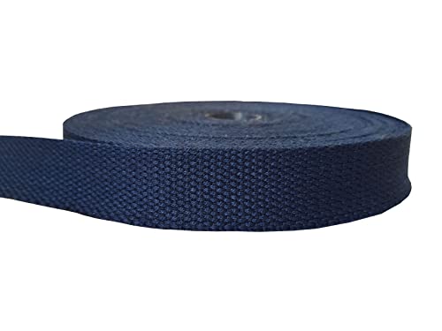 Yo Yo Cotton Webbing 1.5 Inch 5 Yards Mediumweight Polyester Cotton Webbing Strap for Cloth Tote Bags Leash Straps Crafts Outdoor Accessories (1.5 Inch --5 Yards, 050119 Navy Blue)