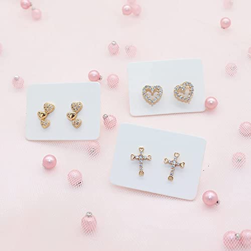 E-outstanding Earring Card 200PCS 25x35mm Mini White Price Label Tag Jewelry Cards, Ear Studs Earring Display Cards Cardboard