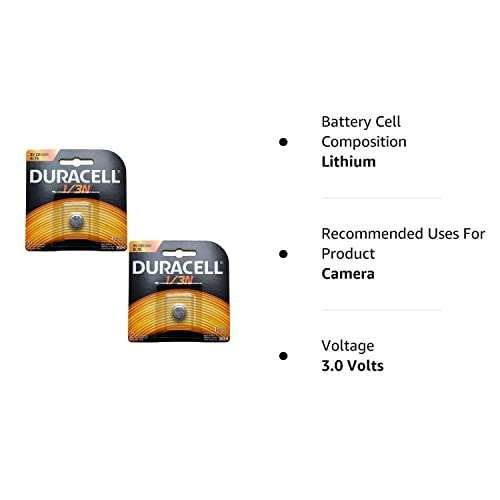 2x Duracell Photo DL CR1/3N 2L76 3V Lithium Battery Replaces Duracell DL-1/3N, 3N, Ray-O-Vac 867, 2L76, Energizer 2L76BP, 2L76-BP, CR1108, IEC CR11108, CR1-3N, DL1-3N, Comp 15, Duracell DL1/3N, NL1/3N
