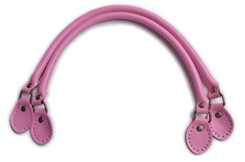 Wento Pair 19 Inches Pink Purses Straps,Cowhide Leather Purse Handles,Genuine Leather Handles,Cowhide Leather Purses Straps,Soft Pink Cow Leather Straps,Purse Making Supplies (Pink)