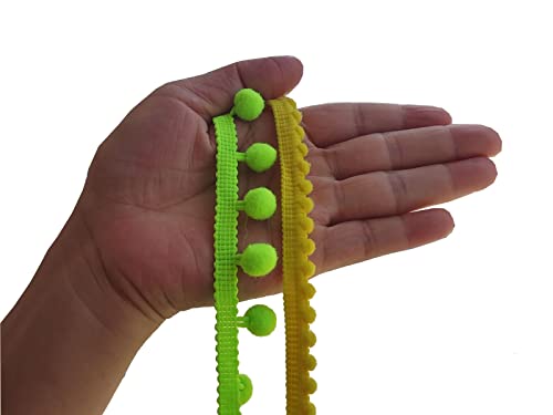 Ball Fringe Trim 8 Yards 12 mm Pom Pom Trim Fringe for Sewing Accessory Decoration DIY Crafts (12 mm, 060322 Dark Brown)