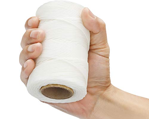 12-Ply Waxed Twine 215 LBS Tensile Strength 375 feet per roll (125 Yards) 100% Polyester White Wax Lacing Cord Made in USA