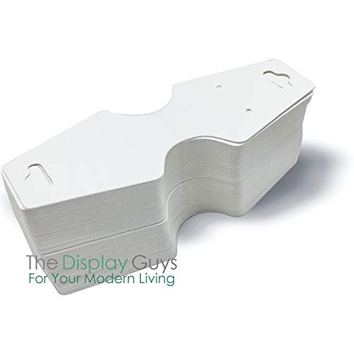 The Display Guys Pack of 100 pcs 1 7/8" X 4 3/4" inch(47mm x 123mm) White Fold Over Paper Necklace Earrings Display Hanging Cards for Jewelry Accessory Display