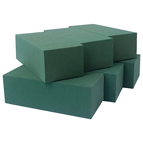 FLOFARE Pack of 6 Floral Foam Blocks for Fresh and Artificial Flowers, Styrofoam Block (9” L x 4” W x 3” H), Dry and Wet Floral Foam Blocks for Wedding, Birthdays, Home, Office, and Garden Decorations