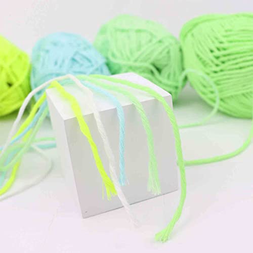 4 Pcs Glow in The Dark Yarn, Sewing Supplies,(55yd 50m )for Crocheting for DIY Arts, Crafts & Sewing Beginners Glow in The Dark Party (Cold Lemon Yellow)