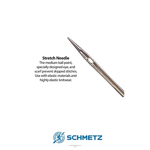 SCHMETZ Stretch Sewing Machine Needle Combo Pack (10 Needles Total and 1 SCHMETZ ABC Pocket Guide)