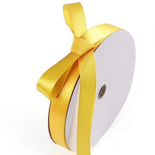 Ribbon, Grosgrain Ribbon 100 Yards, Gift Wrapping Ribbon, Hair Accessory Ribbon, Polyester Craft Ribbon, Cake Box Wrapping Ribbon 3/4" (2cm Yellow Ribbon)