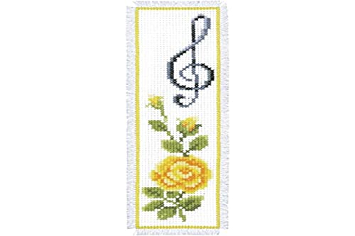 Vervaco Counted Cross Stitch: Bookmark: Rose & Treble Clef