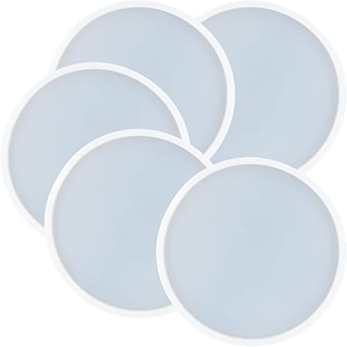 5Pcs Round Shape Epoxy Mold DIY Resin Casting Round Base Coaster Silicone Mold, Medium Size 4 inch