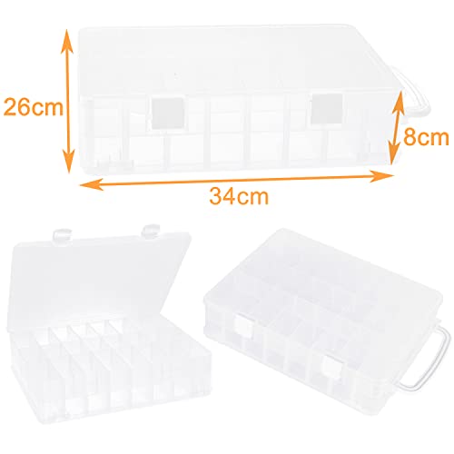 New brothread Double-Sided Storage Organizer/Box with Total 48 Adjustable Compartments, Removable Dividers for Embroidery and Sewing Threads, Embroidery Floss, Needles, Beads, Small Crafts & Toys