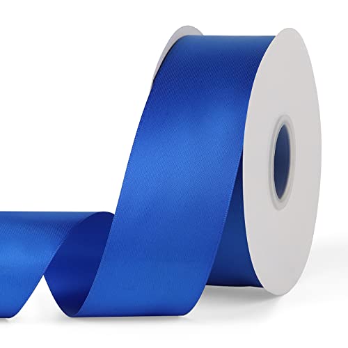 YBLANDEG Satin Ribbon Solid Color Royal Blue 2 inches X 50 Yards,Double Faced Polyester Fabric Ribbon for Gifts Wrapping, Wedding, Party, Hair, Crafts, Bows, DIY Decor Ornaments