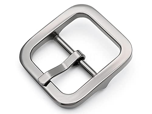 CRAFTMEMORE 4pcs 1 Inch Single Prong Belt Buckle Square Center Bar Buckles Leather Craft Accessories D3140 (Gunmetal)
