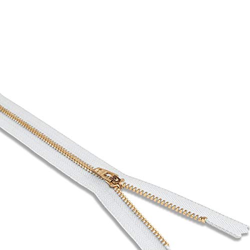 4 inch Metal Zipper White 4" Antique Brass Metal Heavy Duty Zippers Non Separating Sewing Zipper Craft Zippers