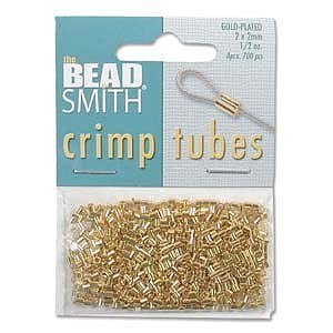 The Beadsmith Tube Crimp Beads, 2 x 2mm, 400 Pieces, Gold Color, Uniform Cylindrical Shape, No Sharp Edges, Designed to Secure The Ends of Jewelry Stringing Wires and Cables