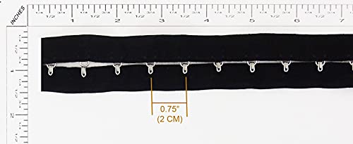 SEW TRENDS 2 Yards Pair Hook & Eye Trim- 0.75 SPACING- Silver Metal On Black Cotton Tape Ribbon Corset Sewing Quilting Renaissance Dance Bridal Costumes Drapery Home décor- #45-BK-75-2Y, 1 Spacing