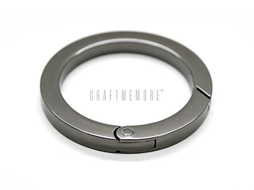 CRAFTMEMORE Metal O Ring Spring Opening Purse Making Snap Angle-Edge O-Rings Clip Key Ring Holder 2pcs SCOF (1 Inch, Gunmetal)