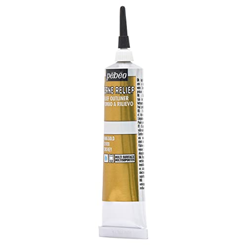 Pebeo Vitrail, Cerne Relief Dimensional Paint, 37 ml Tube with Nozzle - King Gold