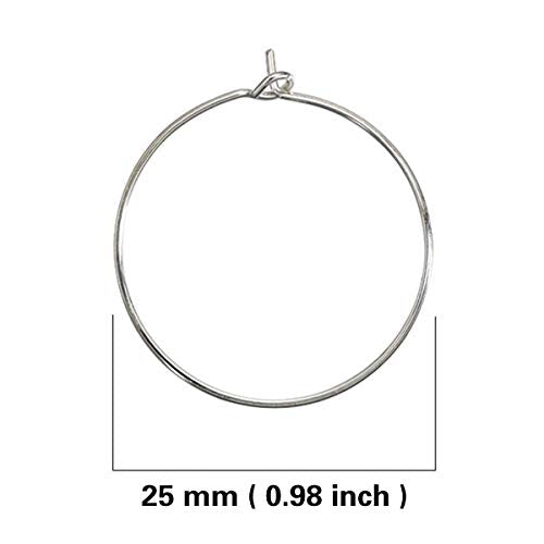 JIALEEY 100PCS Wine Glass Charm Rings 25mm Silver Plated Open Jump Ring Earring Beading Hoop for Jewelry Making Wedding Birthday Party Festival Favor