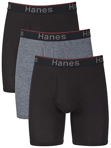 Hanes Total Support Pouch Men's Boxer Briefs Pack, Anti-Chafing, Moisture-Wicking Underwear, Odor Control (Reg or Long Leg)
