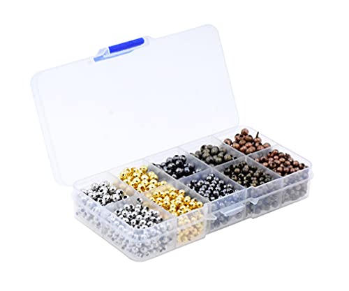 Mandala Craft Metal Spacer Beads for Jewelry Making Bulk Pack – Round Silver Spacer Beads Gold Beads – 4mm 5mm Bead Spacers for Jewelry Making 1500 PCs