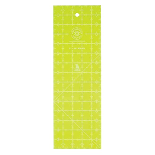 Acrylic Quilting Ruler, 5” x 15” | Large Ruler for Sewing, Measuring and Cutting Quilt Fabric | Straight Edge Tool for Layer Cakes, Charm Pack Quilts, and DIY Craft Projects, Green